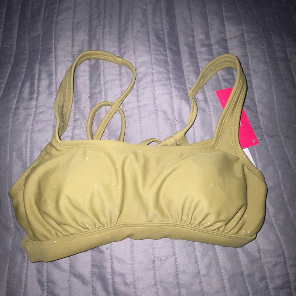Xhilaration Olive Green Sparkle Bikini Top